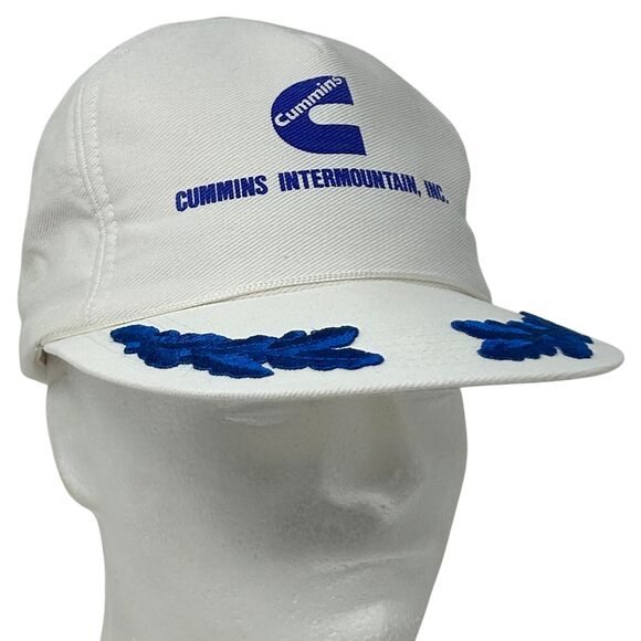 Vintage Cummins Baseball Cap Hat Engines 80s Scrambled Eggs Leaf Snapback White - Picture 1 of 9